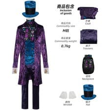 Image of Cosplay Alice in Wonderland Mad Hatter Costume Hat Halloween Fancy Dress Suits