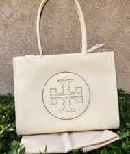 Image of Tory Burch Ella Bio Tote Bag Handbag Warm White Medium NWT