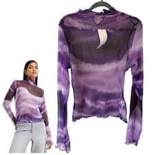 Image of French Connection BNWT Purple Ruched Saskia Long Sleeved Top RRP £52 Small