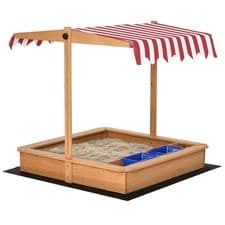 Image of Sand Pit Kids Wooden Sandbox with Cover Children Sandpit Play Station Height Adj