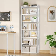 Image of 7 Tier Bookcase with Shelving Unit for Storage Bookshelf Living Room Office