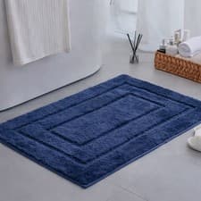 Image of Large Navy Blue Bathroom Mat 60x90cm Non-Slip Soft Absorbent Microfiber Bath Rug