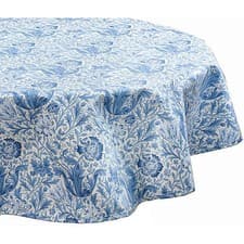 Image of William Morris Blue Compton 132cm Circular Acrylic/PVC Tablecloth