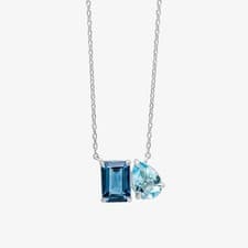 Image of 9ct White Gold Multi Cut Blue Topaz Necklace GN402