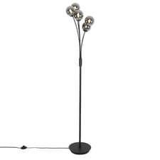 Image of Large Black Floor Lamp with Smoke Tinted Glass Shades *EURO PLUG*