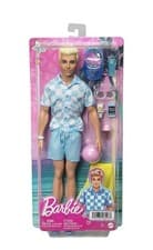 Image of Blonde Ken Doll with Swim Trunks and Beach-Themed Accessories (Barbie)