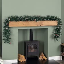 Image of 2.7m Green Christmas Garland with Pine Cones and Red Berries