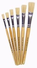 Image of Hog Bristle Short Handle Brush Pack 5 + 1 Free Flat Tip 4,6,8,10,14,18,