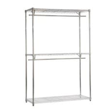 Image of Chrome Wire Clothes Rack - 2 x Rails & 3 x Shelves - H2100 x W1200 x D450mm