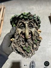 Image of LARGE Wise Tree Man Garden Wall Plaque GreenMan Ornament Sculpture NEW 39675