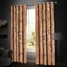Image of Fully Lined Crushed Velvet Eyelet Ring Top Ready Made Santiago Blackout Curtains