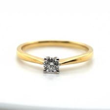 Image of 18ct Yellow Gold Solitaire Diamond Ring 0.17ct Round Brilliant Cut Size K
