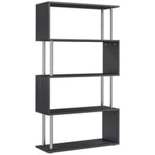 Image of HOMCOM Wooden Storage Display Unit Bookshelf Bookcase Dividers S Shaped Black
