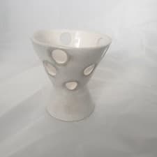 Image of Stone the Crows Alabaster Dot Ceramic Candle Holder Light Grey