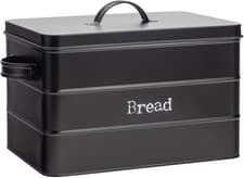Image of Harbour Housewares Vintage Steel Bread Bin with Airtight Lid - Black