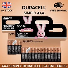 Image of 24 PACK DURACELL SIMPLY AAA BATTERIES LONG LASTING ALKALINE POWER | UK STOCK