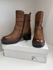 Image of Moda in Pelle SAGITTA Womens Leather Ankle Boots Zip Fastening UK 6 EU 39 New