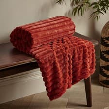 Image of Catherine Lansfield Cosy Ribbed Faux Fur Soft Touch Throw