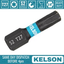 Image of 1 x T27 Torx 25mm 1" Impact Screwdriver Bit Star Magnetic 1/4" Universal KELSON