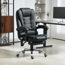 Image of High Back Heated Massage Office Chair with 6 Vibration Points, Black