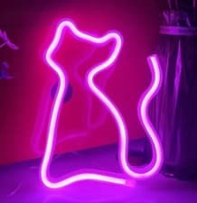 Image of Cat Neon Pink Light LED Wall Light Bar Lamp Home Shop Room Party Wedding Decor