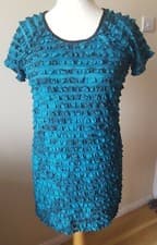 Image of M&Co Women's Green Stretchy Ruffle Dress Size 18