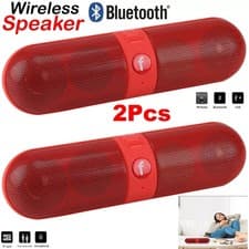 Image of 2x Portable Pill Shaped Bluetooth Speaker Wireless Loud Beats Travel Speaker TF