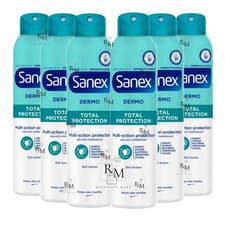Image of 6 x 200ml Sanex Dermo Total Protection Antiperspirant Deodorant Spray 48h