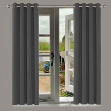 Image of Thermal Thick Blackout Curtains Ready Made Eyelet Ring Top Curtain Pair Tiebacks