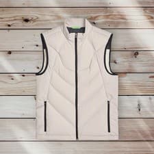 Image of Hugo Boss Gilet Mens Beige Puffer V Titanium Down Vest Size M/ L 10255929 £289