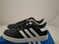 Image of Adidas Originals Team Court Black & White Boys Lace Up Trainers