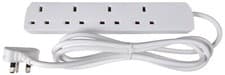 Image of Mercury 430.003UK 4 Gang Extension 2.0m Lead, 13A UK Plug, White