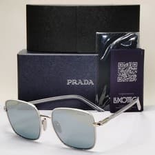 Image of Prada Sunglasses Silver Mirror Large Square Oversized PR55YS SPR 55Y 1BC-02R