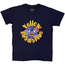 Image of The Beatles T Shirt Yellow Submarine Baddies Logo new Official Mens Navy Blue