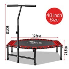 Image of 40"/48" Mini Trampoline Fitness Jumper rebounder Exercise Bouncer with Handle UK