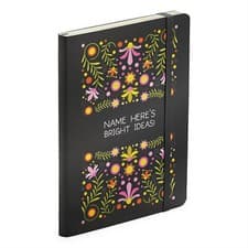Image of Personalised Bright Ideas - Floral Soft Touch Black Notebook