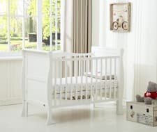 Image of MCC® Solid Wooden Cot bed Savannah Sleigh Cotbed & Water Repellent Mattress