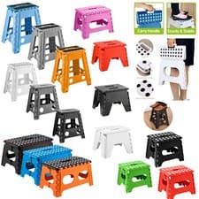Image of Folding Step Stool Plastic Heavy Duty Multi Purpose Easy Foldable Home Kitchen