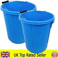 Image of 2X - 25L 5 GALLON BLUE PLASTERERS BUCKET, HEAVY DUTY PLASTIC MADE IN THE UK