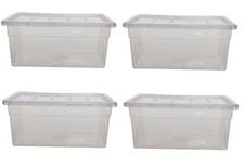 Image of 4 56cm Storage Box Spacemaster Clear Plastic Stackable Home Storage Box 38L