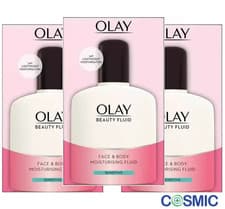 Image of 3 X Olay Beauty Fluid | Face and Body | Sensitive Moisturiser, 200 ml