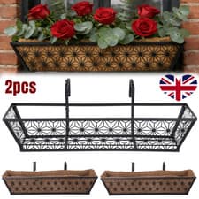 Image of Metal Garden Wall Baskets Flower Trough Container Manger Set of 2 x 24" (60cm)