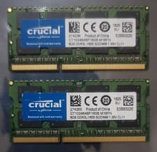 Image of Crucial 16GB 2X8GB DDR3 2RX8 1600MHz PC3L-12800S 204pin Laptop Memory RAM