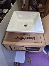 Image of White Ceramic Square Countertop Basin