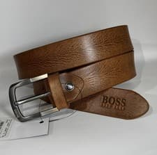 Image of HUGO BOSS Men Tan Leather Belt