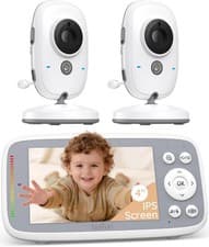 Image of Boifun Video Baby Monitor with 2 Cameras, Invisible Night Vision, VOX Mode,4-in