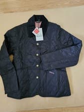 Image of New Barbour Summer Liddesdale Lightweight Quilted Jacket Girls Large Navy/pink