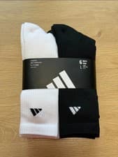 Image of NEW Adidas 6 Pack Mens Large Athletic Cushioned Crew Socks With Arch Compression