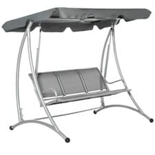 Image of Outsunny 3 Seat Metal Fabric Backyard Balcony Patio Swing Chair w/ Canopy Grey