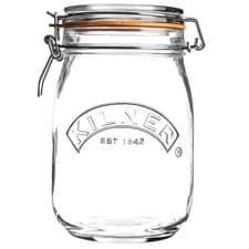 Image of Kilner Clip Top Jar Round 1L Glass for Preserving Pickling Food Storage Pantry